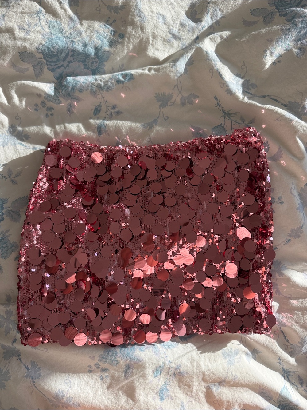 Edikted Rose Pink Sequin Mini Skirt